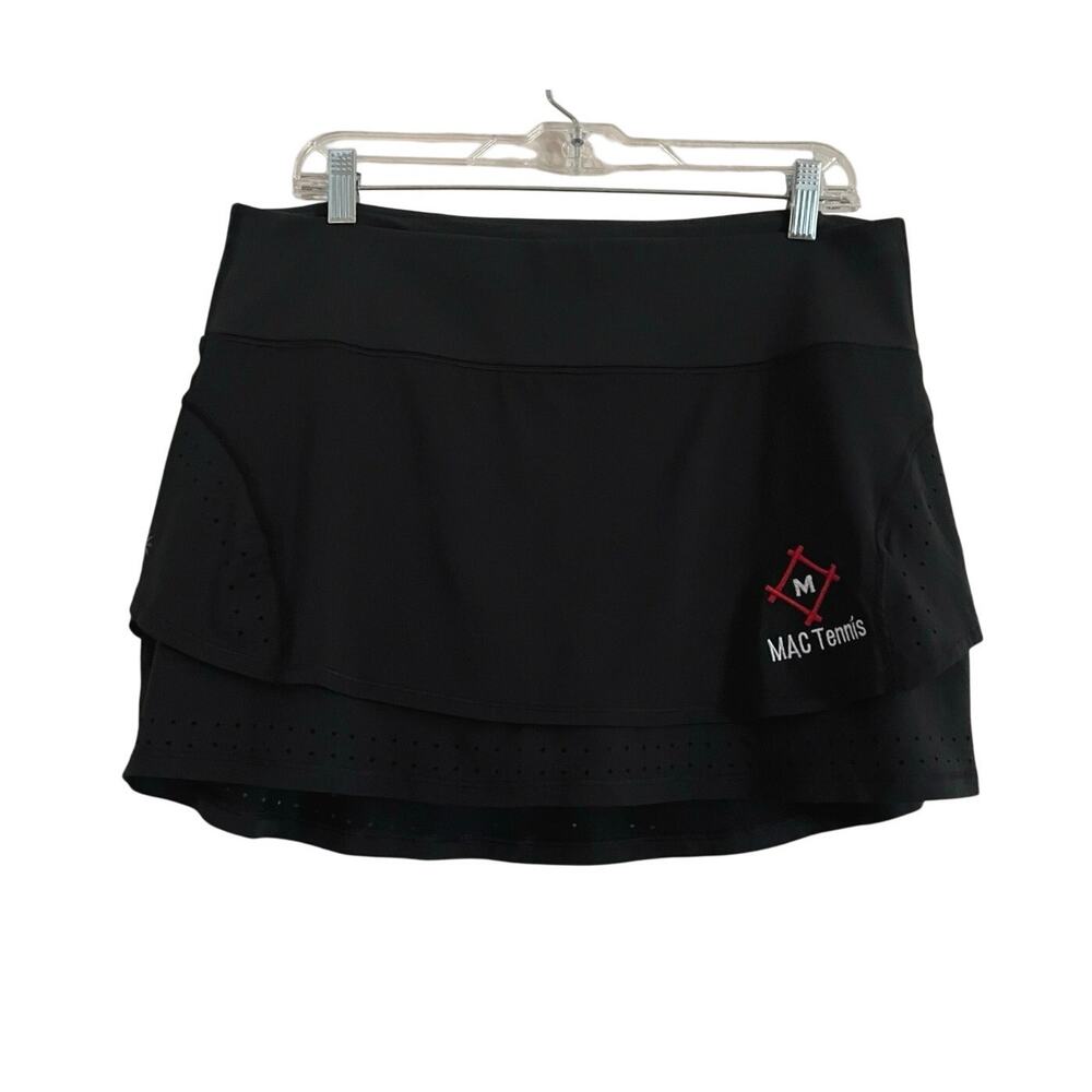 Athleta MAC Tennis Skort Womens Size L Black Pockets Tiered Stretch Walking